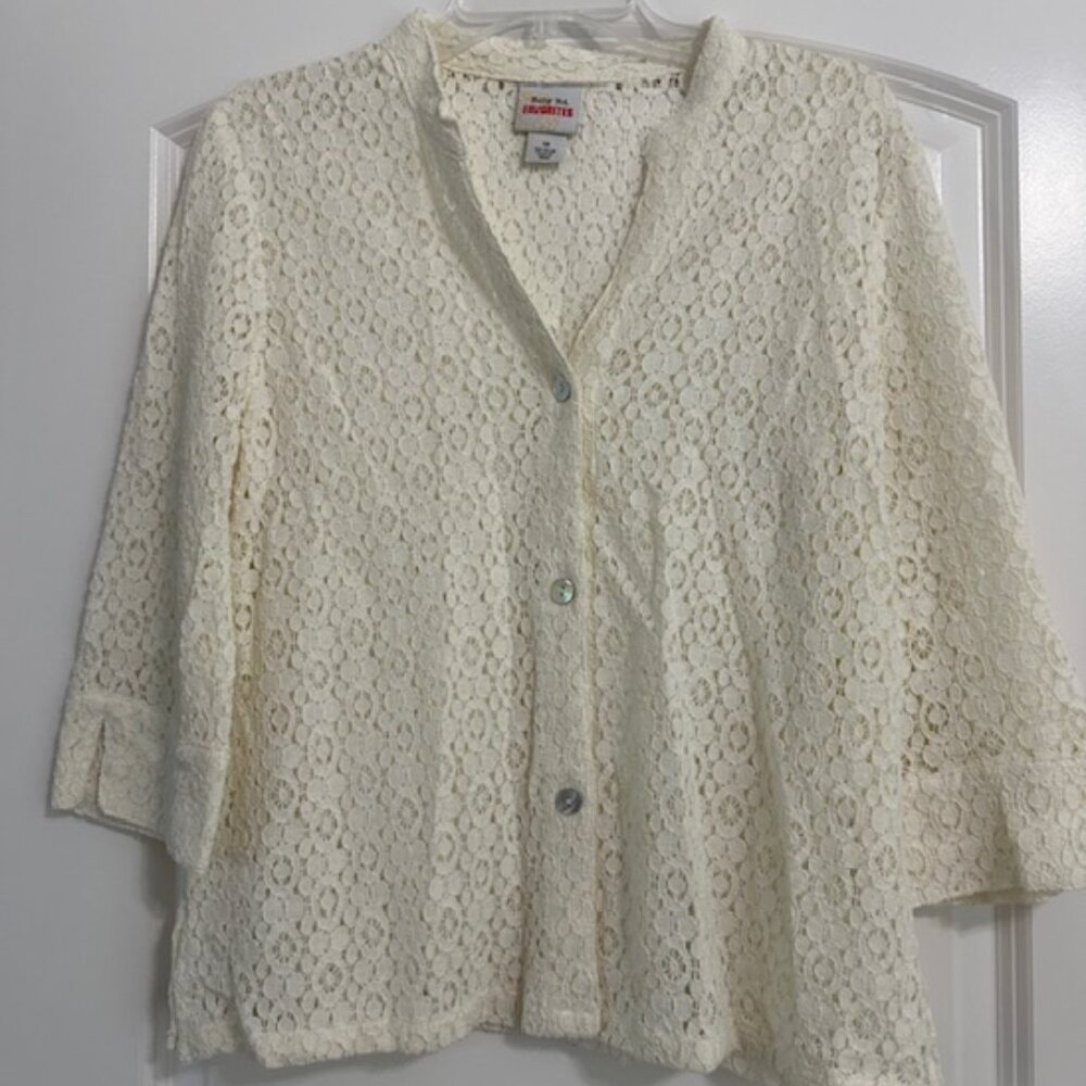 Ruby Rd. Women's Cream Lacey Top Size 12